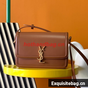 SAINT LAURENT SOLFERINO MEDIUM SATCHEL IN BOX LEATHER 634305 BROWN