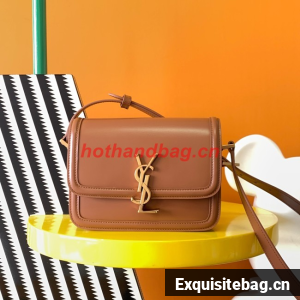 SAINT LAURENT SOLFERINO SMALL SATCHEL IN BOX LEATHER 634306 Brown