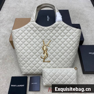 Yves Saint Laurent ICARE MAXI SHOPPING BAG IN QUILTED LAMBSKIN 698651 white