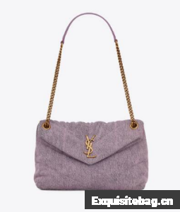 SAINT LAURENT PUFFER SMALL CHAIN BAG IN DENIM AND SMOOTH LEATHER 577476 BLEACHED LILAC SAINT LAURENT PUFFER SMALL CHAIN BAG IN DENIM AND SMOOTH LEATHER 577476 BLEACHED LILAC