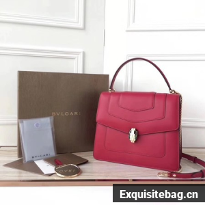 BVLGARI Original Calfskin Leather Tote Bag 3782 Peach