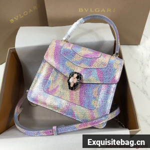 BVLGARI Serpenti Forever Metallic-leather Shoulder Bag 058962 Multicolor&Purple