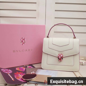 BVLGARI Serpenti Forever leather flap bag 286999 white