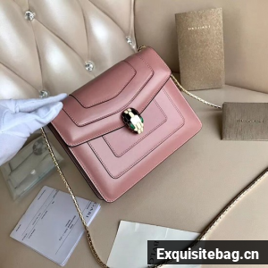 BVLGARI Serpenti Forever leather flap bag Serpenti neon 4567 pink