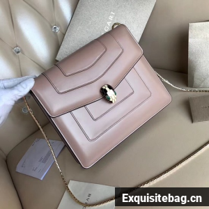 BVLGARI Serpenti Forever leather shoulder bag 3749 light pink