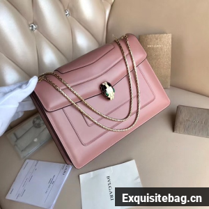 BVLGARI Serpenti Forever leather shoulder bag 3788 pink