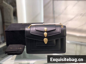 BVLGARI Serpenti Forever leather shoulder bag B288620 black