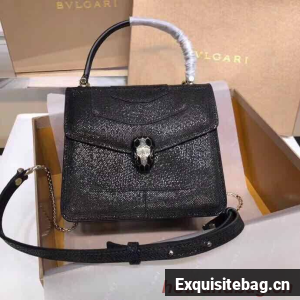 BVLGARI Serpenti Forever metallic-leather shoulder bag 058962 Black