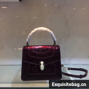 BVLGARI Serpenti Forever metallic-leather shoulder bag 058962 fuchsia