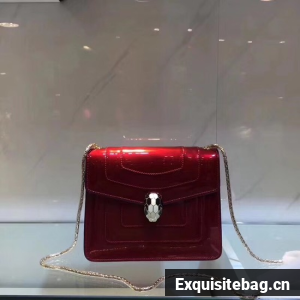BVLGARI Serpenti Forever metallic-leather shoulder bag 08962 red