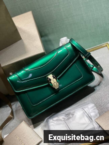 BVLGARI Serpenti Forever metallic-leather shoulder bag 292104 green