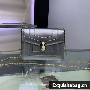 BVLGARI Serpenti Forever metallic-leather shoulder bag 34559 silver