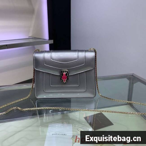 BVLGARI Serpenti Forever metallic-leather shoulder bag 34559 silver&rose