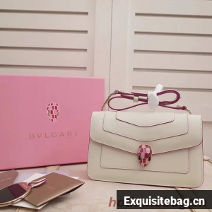 BVLGARI Serpenti Forever metallic-leather shoulder bag 39174 white