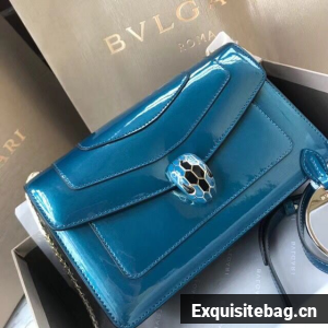 BVLGARI Serpenti Forever metallic-leather shoulder bag 4953 blue