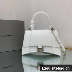 Balenciaga HOURGLASS SMALL TOP HANDLE BAG 592834 WHITE&Silver