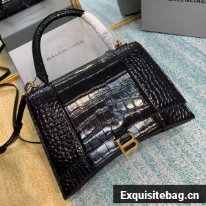 Balenciaga HOURGLASS MEDIUM TOP HANDLE BAG B108892E black&aged-gold hardware Balenciaga HOURGLASS MEDIUM TOP HANDLE BAG B108892E black&aged-gold hardware