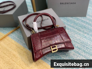 Balenciaga HOURGLASS SMALL TOP HANDLE BAG crocodile embossed calfskin B108895E Burgundy Balenciaga HOURGLASS SMALL TOP HANDLE BAG crocodile embossed calfskin B108895E Burgundy
