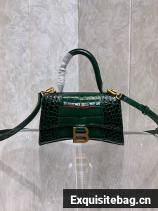 Balenciaga HOURGLASS SMALL TOP HANDLE BAG crocodile embossed calfskin B108895E Dark Green Balenciaga HOURGLASS SMALL TOP HANDLE BAG crocodile embossed calfskin B108895E Dark Green