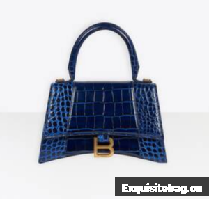 Balenciaga HOURGLASS SMALL TOP HANDLE BAG crocodile embossed calfskin B108895E dark blue Balenciaga HOURGLASS SMALL TOP HANDLE BAG crocodile embossed calfskin B108895E dark blue