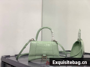 Balenciaga HOURGLASS SMALL TOP HANDLE BAG crocodile embossed calfskin B108895E light green Balenciaga HOURGLASS SMALL TOP HANDLE BAG crocodile embossed calfskin B108895E light green