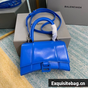 Balenciaga Hourglass XS Top Handle Bag shiny box calfskin 28331 blue Balenciaga Hourglass XS Top Handle Bag shiny box calfskin 28331 blue
