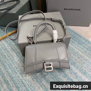 Balenciaga Hourglass XS Top Handle Bag shiny box calfskin 28331 grey Balenciaga Hourglass XS Top Handle Bag shiny box calfskin 28331 grey