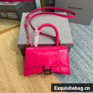 Balenciaga Hourglass XS Top Handle Bag shiny box calfskin 28331 neon pink Balenciaga Hourglass XS Top Handle Bag shiny box calfskin 28331 neon pink