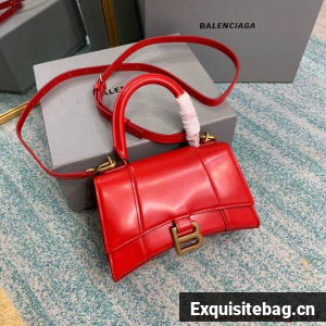 Balenciaga Hourglass XS Top Handle Bag shiny box calfskin 28331 red Balenciaga Hourglass XS Top Handle Bag shiny box calfskin 28331 red