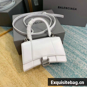 Balenciaga Hourglass XS Top Handle Bag shiny box calfskin 28331 white Balenciaga Hourglass XS Top Handle Bag shiny box calfskin 28331 white