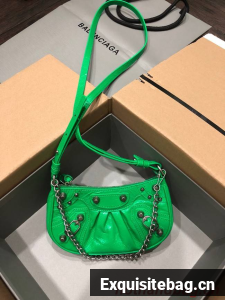 Balenciaga LE CAGOLE MINI PURSE WITH CHAIN 6958141 green Balenciaga LE CAGOLE MINI PURSE WITH CHAIN 6958141 green