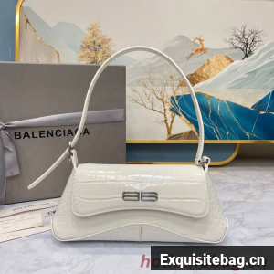 Balenciaga LINDSAY CROCODILE EMBOSSED SMALL SHOULDER BAG WITH STRAP 6009 white Balenciaga LINDSAY CROCODILE EMBOSSED SMALL SHOULDER BAG WITH STRAP 6009 white