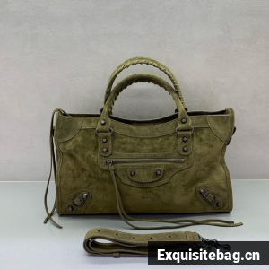 Balenciaga Le City medium suede tote bag 230582 green Balenciaga Le City medium suede tote bag 230582 green