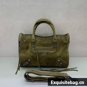 Balenciaga Le City small suede tote bag 230582 green Balenciaga Le City small suede tote bag 230582 green