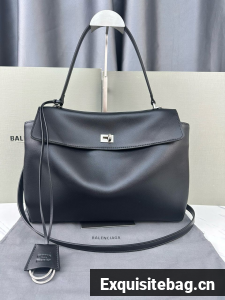 Balenciaga Rodeo Medium Handbag in black smooth calfskin 9027 aged-silver hardware Balenciaga Rodeo Medium Handbag in black smooth calfskin 9027 aged-silver hardware