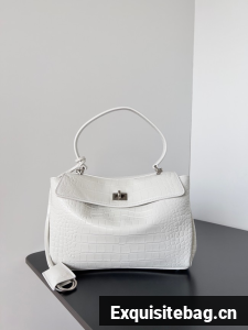 Balenciaga Rodeo Handbag crocodile skin 795457 white&Silver Balenciaga Rodeo Handbag crocodile skin 795457 white&Silver
