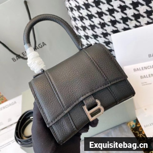 Balenciaga WOMENS HOURGLASS MINI TOP HANDLE BAG Grained calsfkin M8000 black Balenciaga WOMENS HOURGLASS MINI TOP HANDLE BAG Grained calsfkin M8000 black