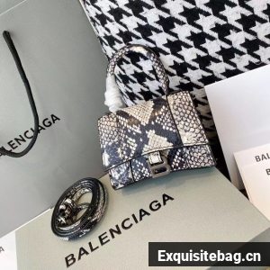 Balenciaga WOMENS HOURGLASS MINI TOP HANDLE BAG IN GRAY M8000 Balenciaga WOMENS HOURGLASS MINI TOP HANDLE BAG IN GRAY M8000