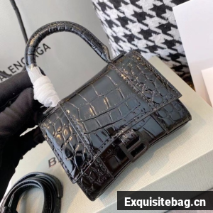 Balenciaga WOMENS HOURGLASS MINI TOP HANDLE BAG M8000 BLACK Balenciaga WOMENS HOURGLASS MINI TOP HANDLE BAG M8000 BLACK