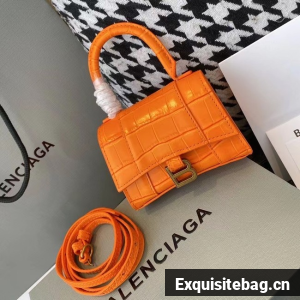 Balenciaga WOMENS HOURGLASS MINI TOP HANDLE BAG M8000 ORANGE Balenciaga WOMENS HOURGLASS MINI TOP HANDLE BAG M8000 ORANGE