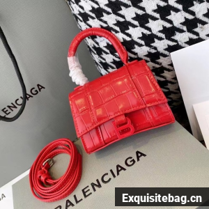 Balenciaga WOMENS HOURGLASS MINI TOP HANDLE BAG M8000 RED Balenciaga WOMENS HOURGLASS MINI TOP HANDLE BAG M8000 RED
