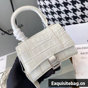 Balenciaga WOMENS HOURGLASS MINI TOP HANDLE BAG M8000 WHITE Balenciaga WOMENS HOURGLASS MINI TOP HANDLE BAG M8000 WHITE