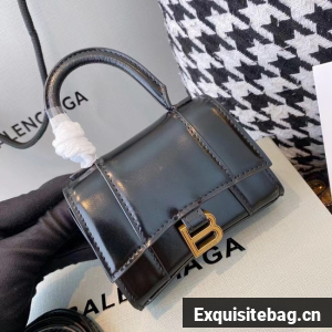 Balenciaga WOMENS HOURGLASS MINI TOP HANDLE BAG shiny box calfskin M8000 black Balenciaga WOMENS HOURGLASS MINI TOP HANDLE BAG shiny box calfskin M8000 black