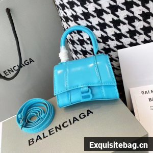 Balenciaga WOMENS HOURGLASS MINI TOP HANDLE BAG shiny box calfskin M8000 blue Balenciaga WOMENS HOURGLASS MINI TOP HANDLE BAG shiny box calfskin M8000 blue