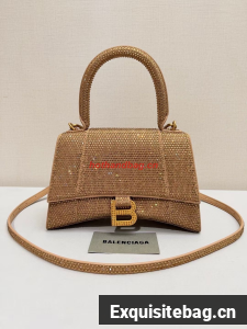 Balenciaga WOMENS HOURGLASS SMALL HANDBAG WITH RHINESTONES 592834 gold Balenciaga WOMENS HOURGLASS SMALL HANDBAG WITH RHINESTONES 592834 gold