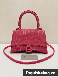 Balenciaga WOMENS HOURGLASS SMALL HANDBAG WITH RHINESTONES 592834 pink Balenciaga WOMENS HOURGLASS SMALL HANDBAG WITH RHINESTONES 592834 pink