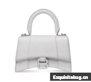 Balenciaga WOMENS HOURGLASS XS HANDBAG IN SPARKLING FABRIC 592833 IN SILVER Balenciaga WOMENS HOURGLASS XS HANDBAG IN SPARKLING FABRIC 592833 IN SILVER