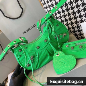Balenciaga WOMENS LE CAGOLE MEDIUM SHOULDER BAG IN GREEN 27541 Balenciaga WOMENS LE CAGOLE MEDIUM SHOULDER BAG IN GREEN 27541