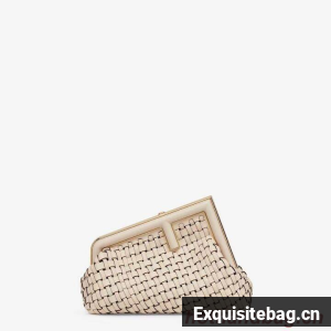 FENDI FIRST MEDIUM Mint leather interlace bag 8BP127AB cream