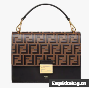 FENDI Kan I Black leather bag 8BT315 black